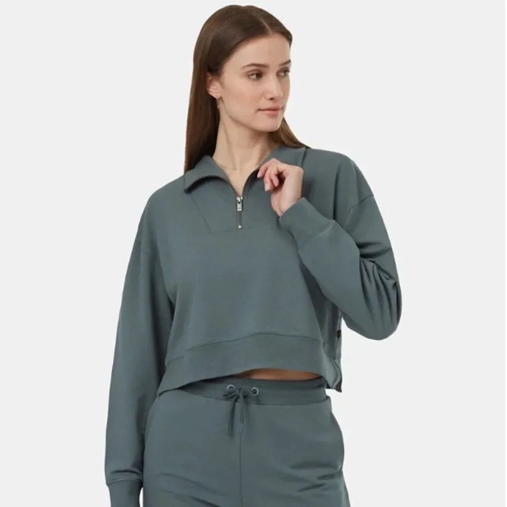 Like New! Ten Tree SoftTerry Light 1/4 Zip Fleece Top Light Urban Green in M